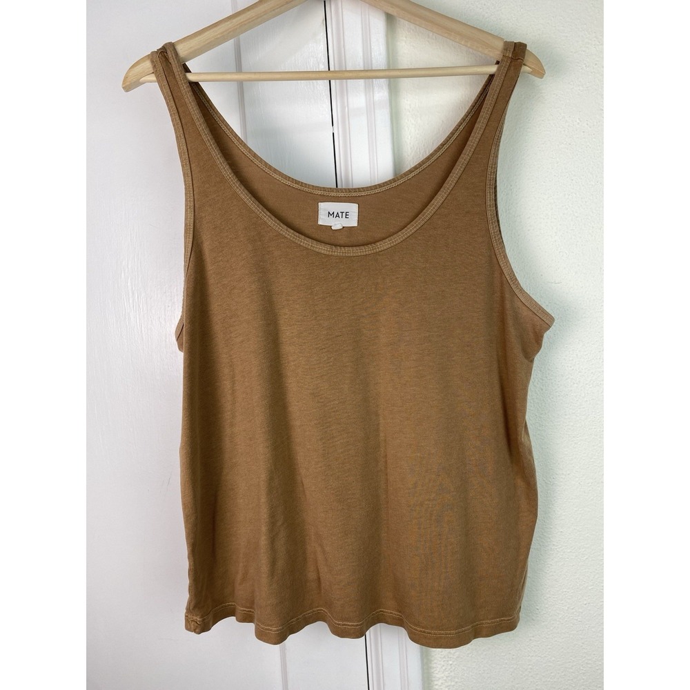 MATE Women's XL Brown Tencel Organic Cotton Scoop Neck Tank Top